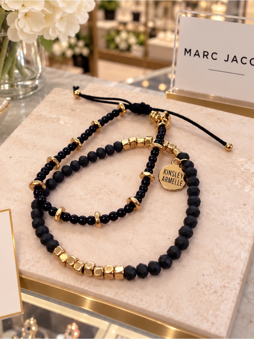 Marc Jacob’s & Kinsley Armelle Bundle Black & Gold Beaded Bracelets